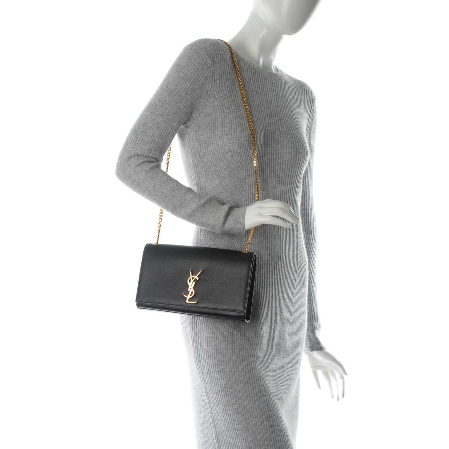 Grain De Poudre Medium Classic Monogram Kate Satchel Black