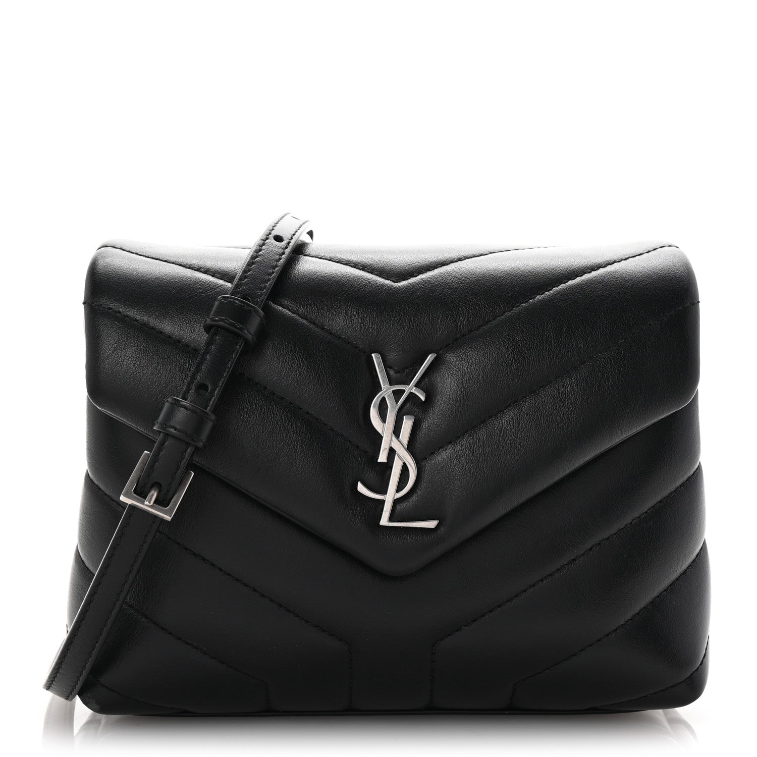 Saint Laurent Calfskin Y Quilted Monogram Toy Loulou Crossbody Bag Black 1 of 9