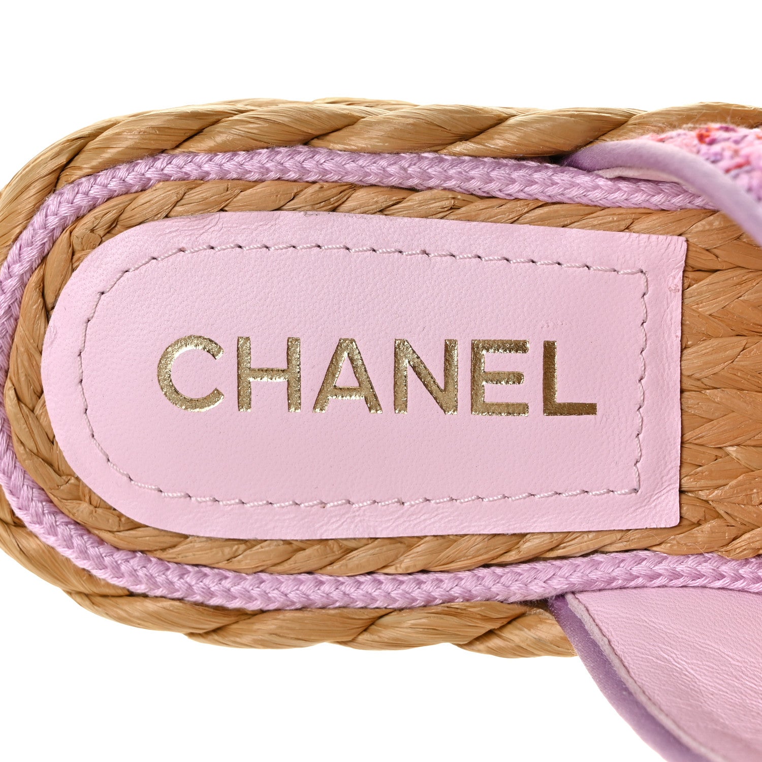 Chanel Tweed CC Thong Sandals 36.5 Light Purple Pink Red 7 of 9