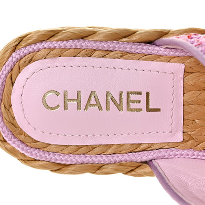 Chanel Tweed CC Thong Sandals 36.5 Light Purple Pink Red 7 of 9