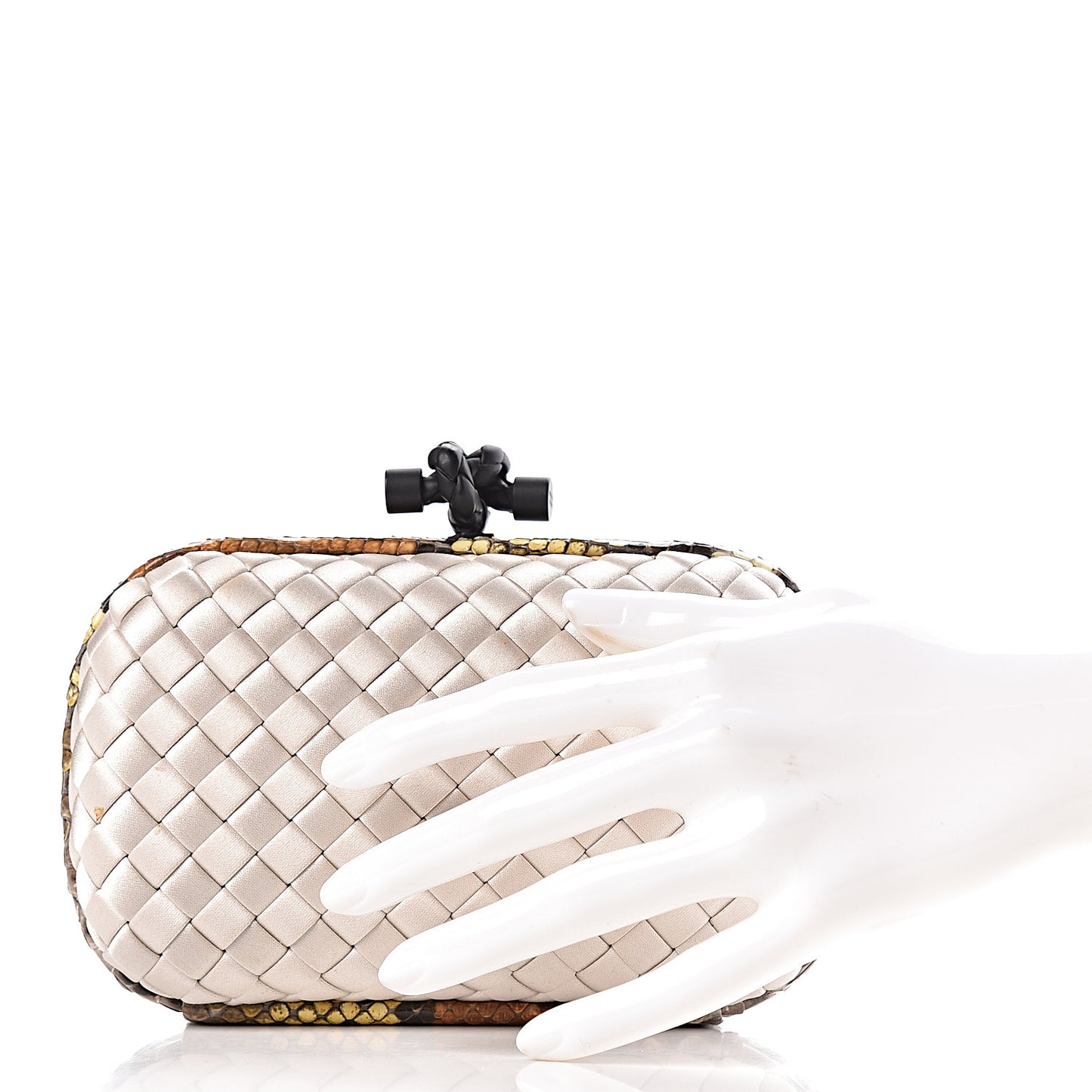 Satin Intreccio Impero Ayers Knot Clutch Ivory