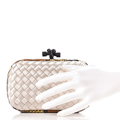 Bottega Veneta Satin Intreccio Impero Ayers Knot Clutch Ivory 2 of 10