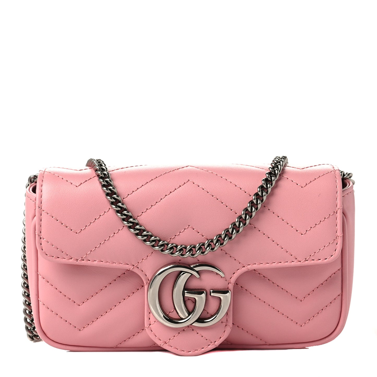 Calfskin Matelasse Super Mini GG Marmont Shoulder Bag Wild Rose