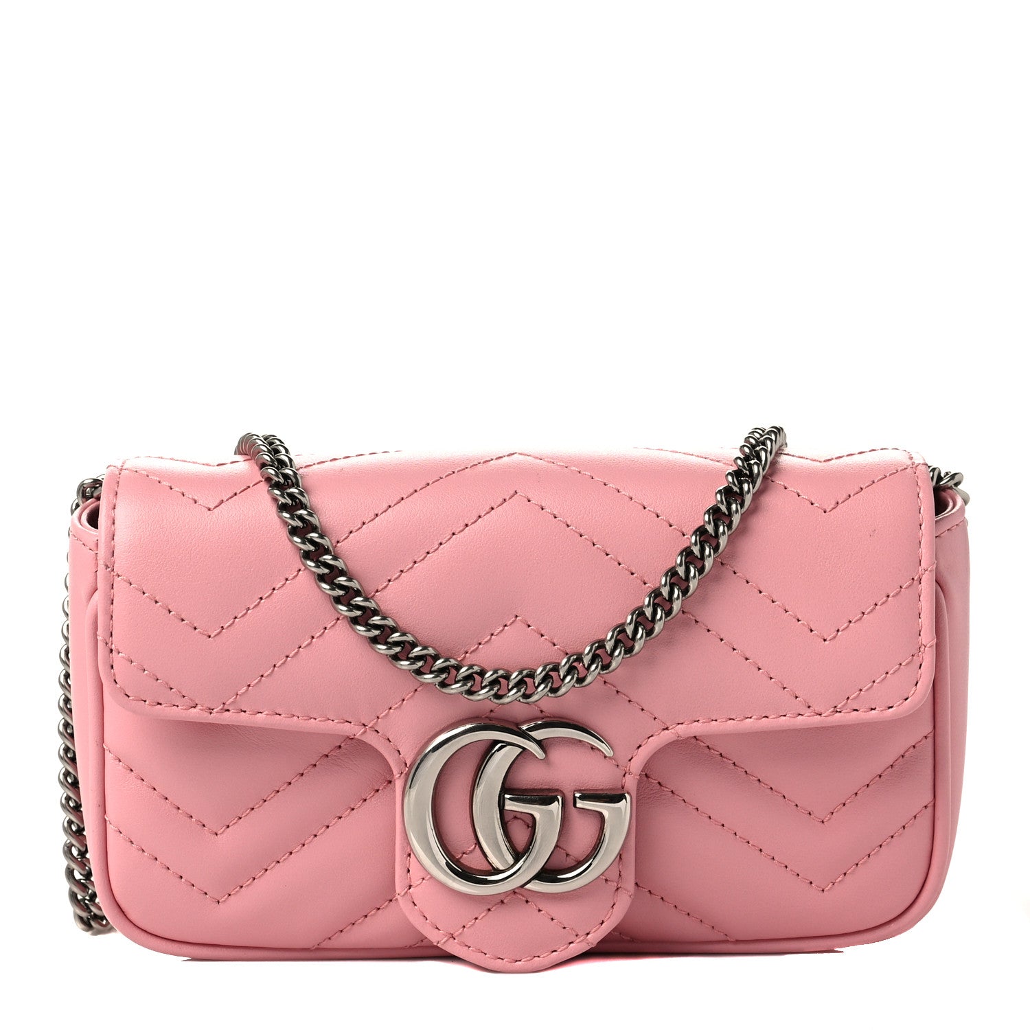 Gucci Calfskin Matelasse Super Mini GG Marmont Shoulder Bag Wild Rose 1 of 8