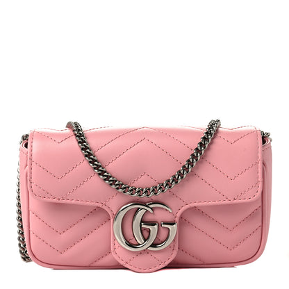 Gucci Calfskin Matelasse Super Mini GG Marmont Shoulder Bag Wild Rose 1 of 8