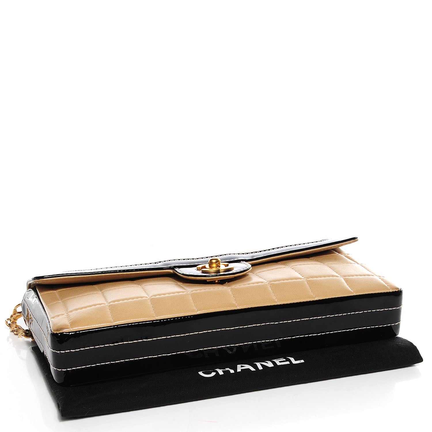 Chanel Lambskin Patent East West Chocolate Bar Flap Beige 4 of 9