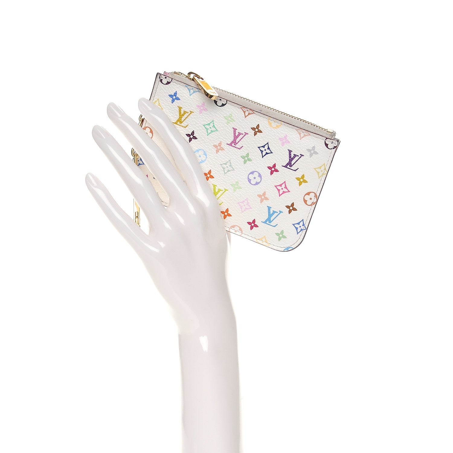 Louis Vuitton Monogram Multicolor Key Pouch White Litchi 2 of 8