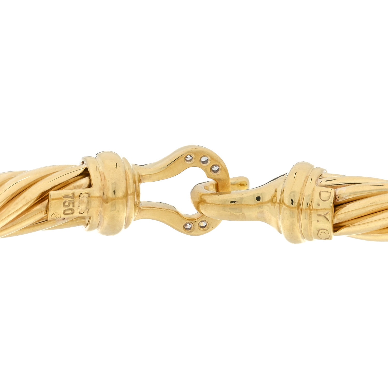 David Yurman 18K Yellow Gold Diamond 7mm Buckle Cable Bracelet 3 of 3