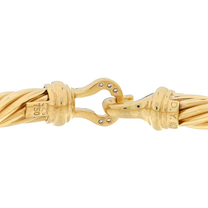 David Yurman 18K Yellow Gold Diamond 7mm Buckle Cable Bracelet 3 of 3