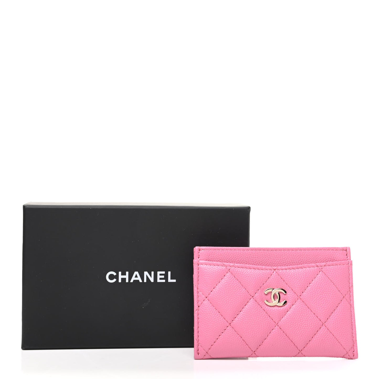 Caviar Quilted Card Holder Pink