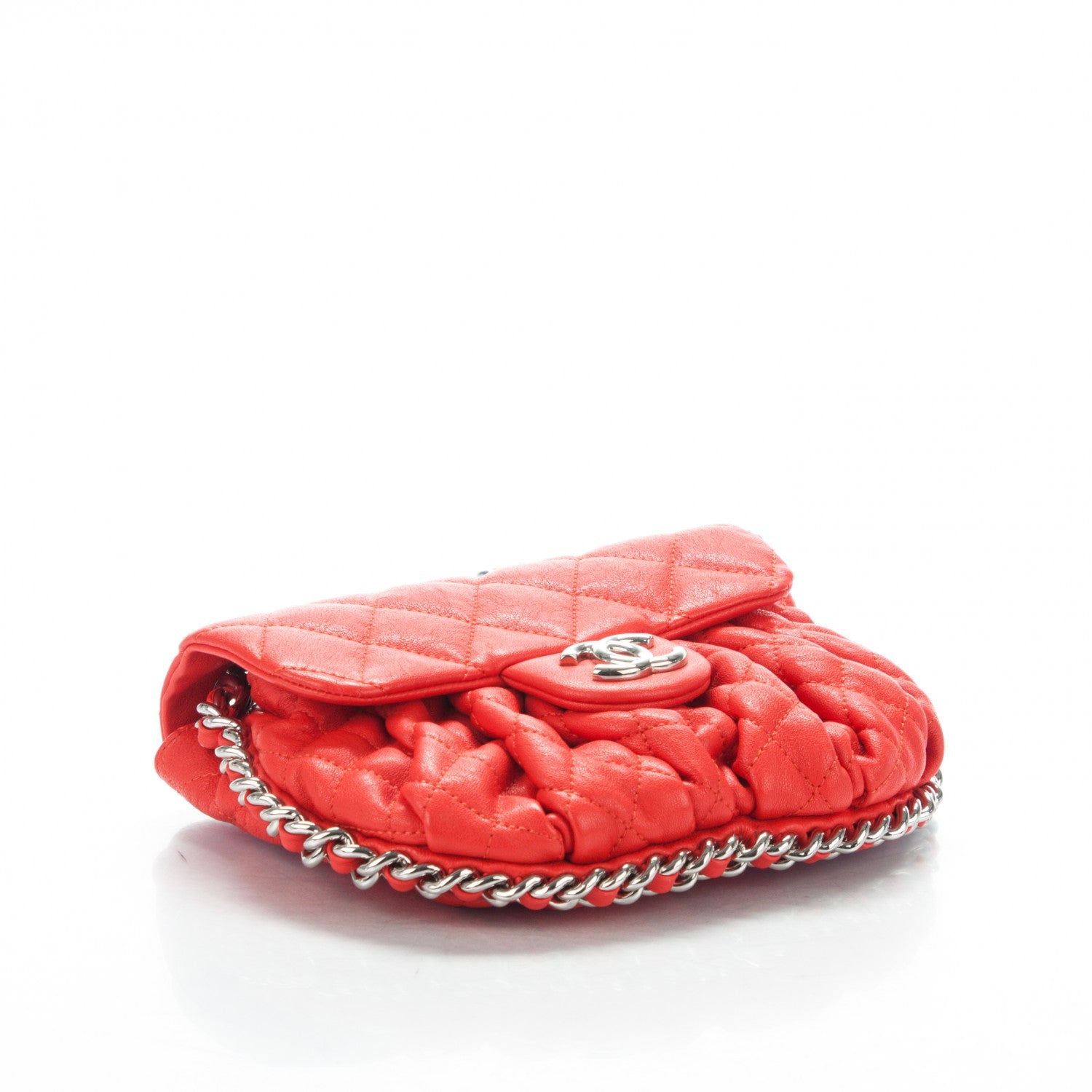 Chanel Washed Lambskin Quilted Mini Chain Around Flap Red 4 of 7