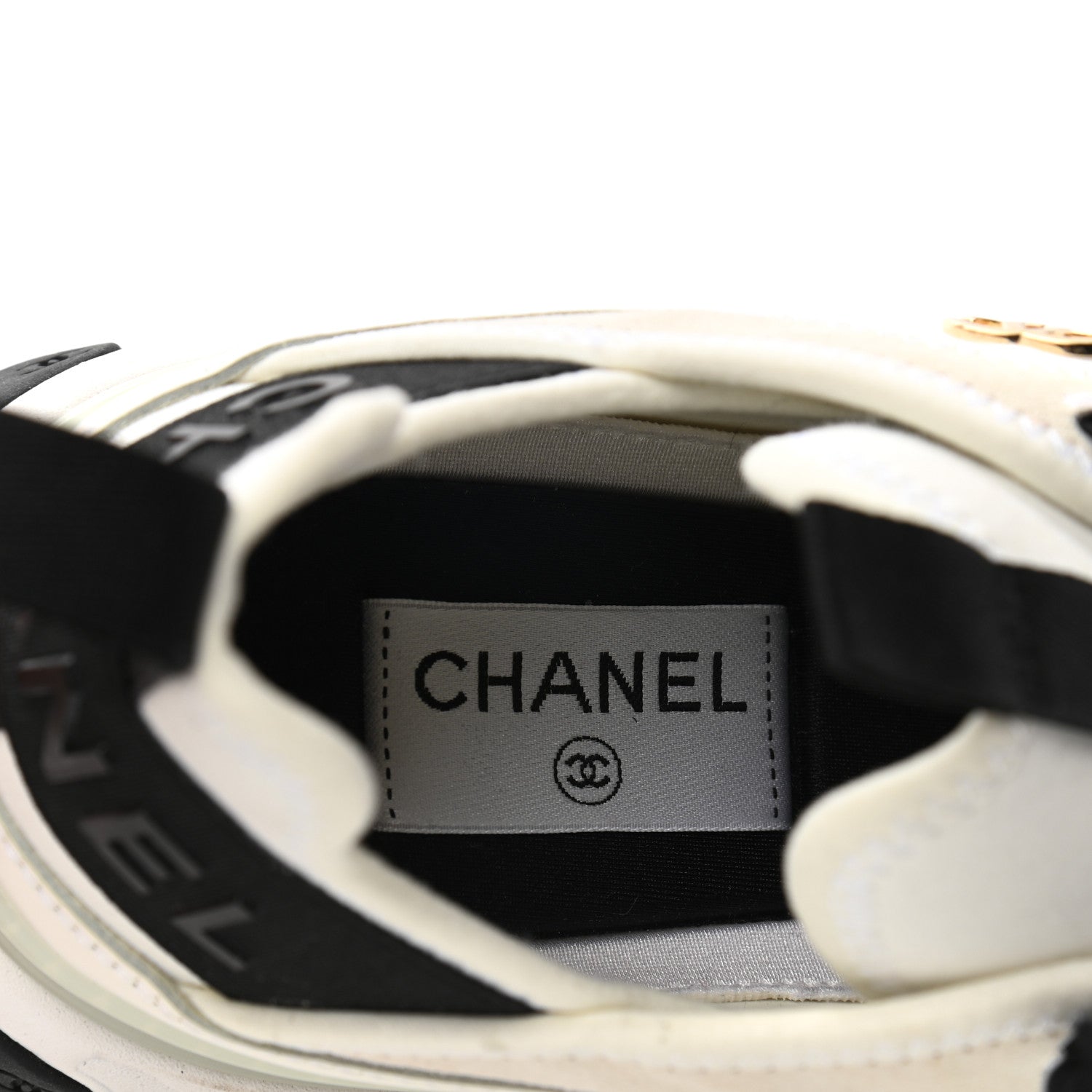 Chanel Velvet Calfskin Mixed Fibers CC Sneakers 40 Ivory Black 7 of 8