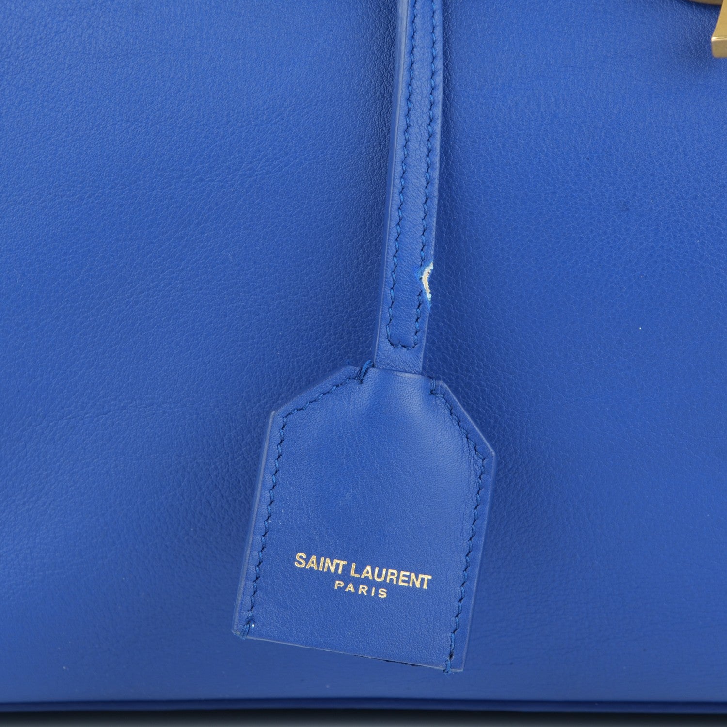 Saint Laurent Calfskin Suede Small Monogram Downtown Cabas Ultramarine 4 of 10