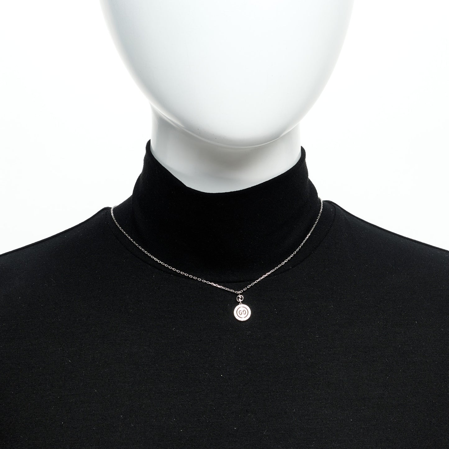 18K White Gold Diamond 10mm Icon Twirl Pendant Necklace