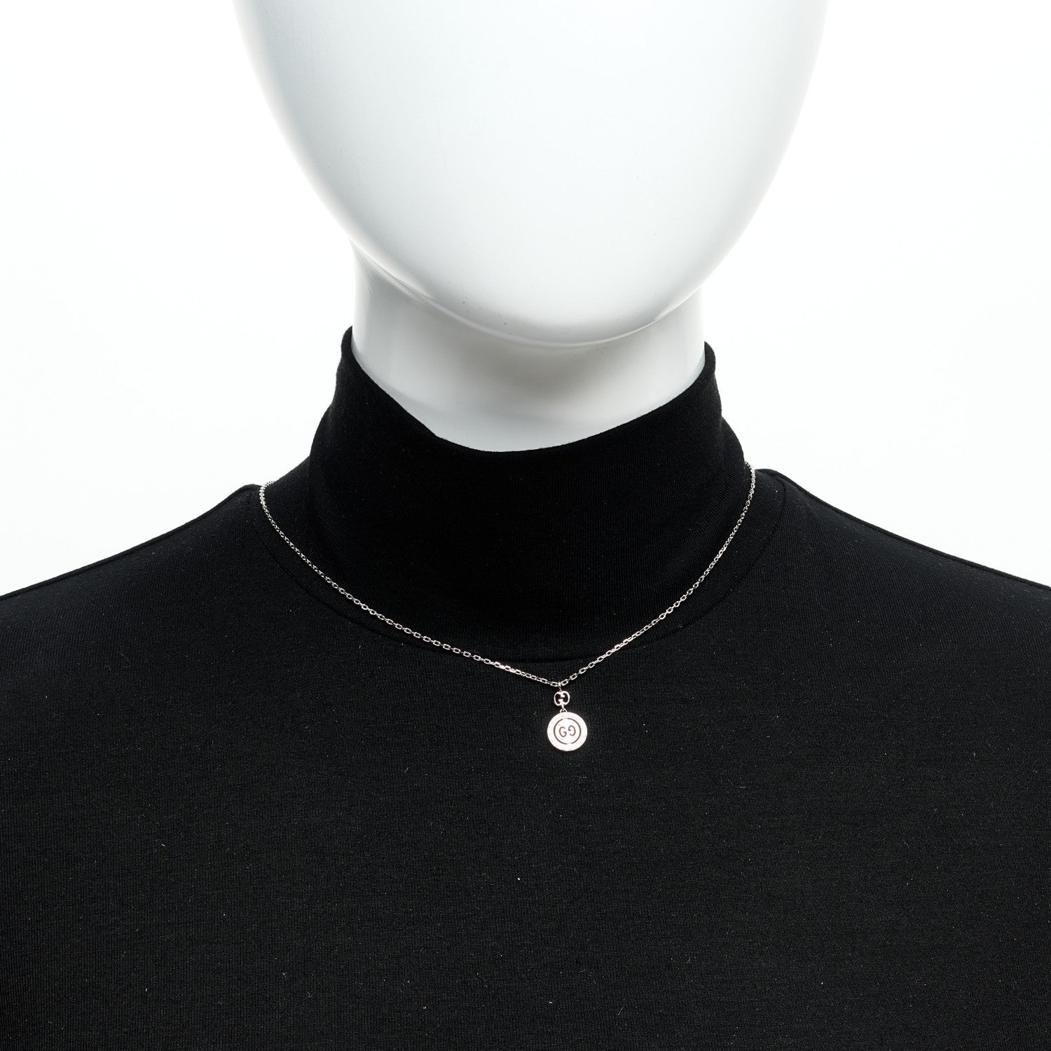 Gucci 18K White Gold Diamond 10mm Icon Twirl Pendant Necklace 2 of 7