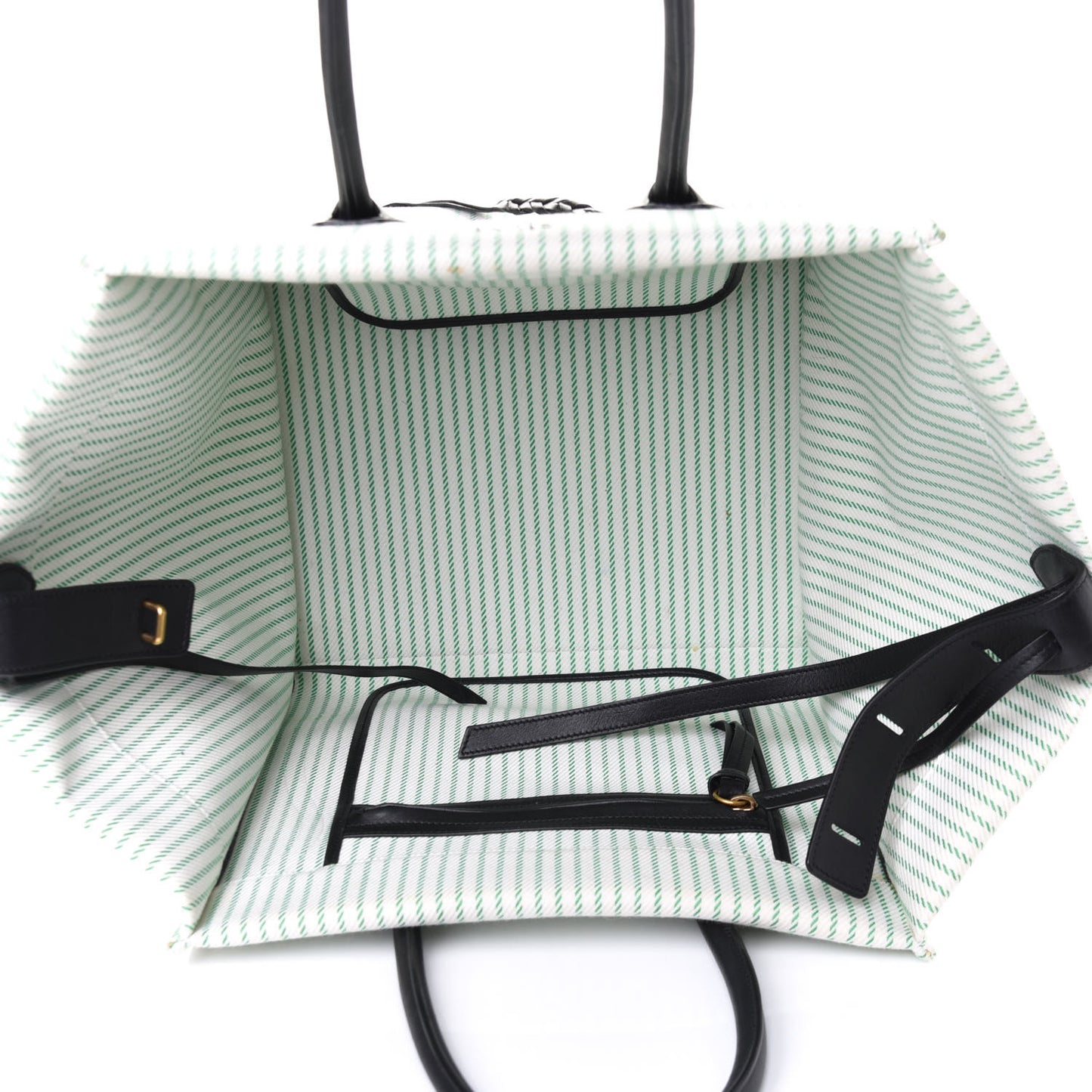 Cotton Canvas Striped Medium Phantom Luggage White Green