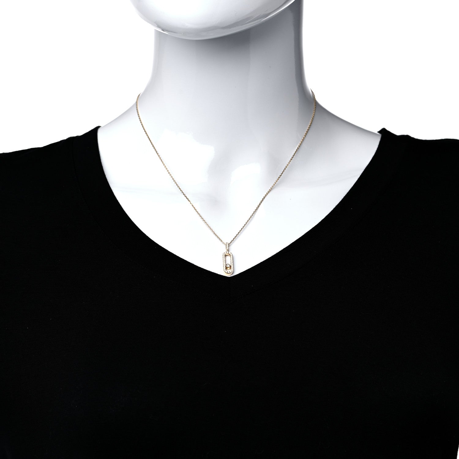 Messika 18K Yellow Gold Diamond LM Move Uno Pave Pendant Necklace 2 of 6