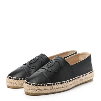Chanel Lambskin CC Espadrilles 38 Black 3 of 9