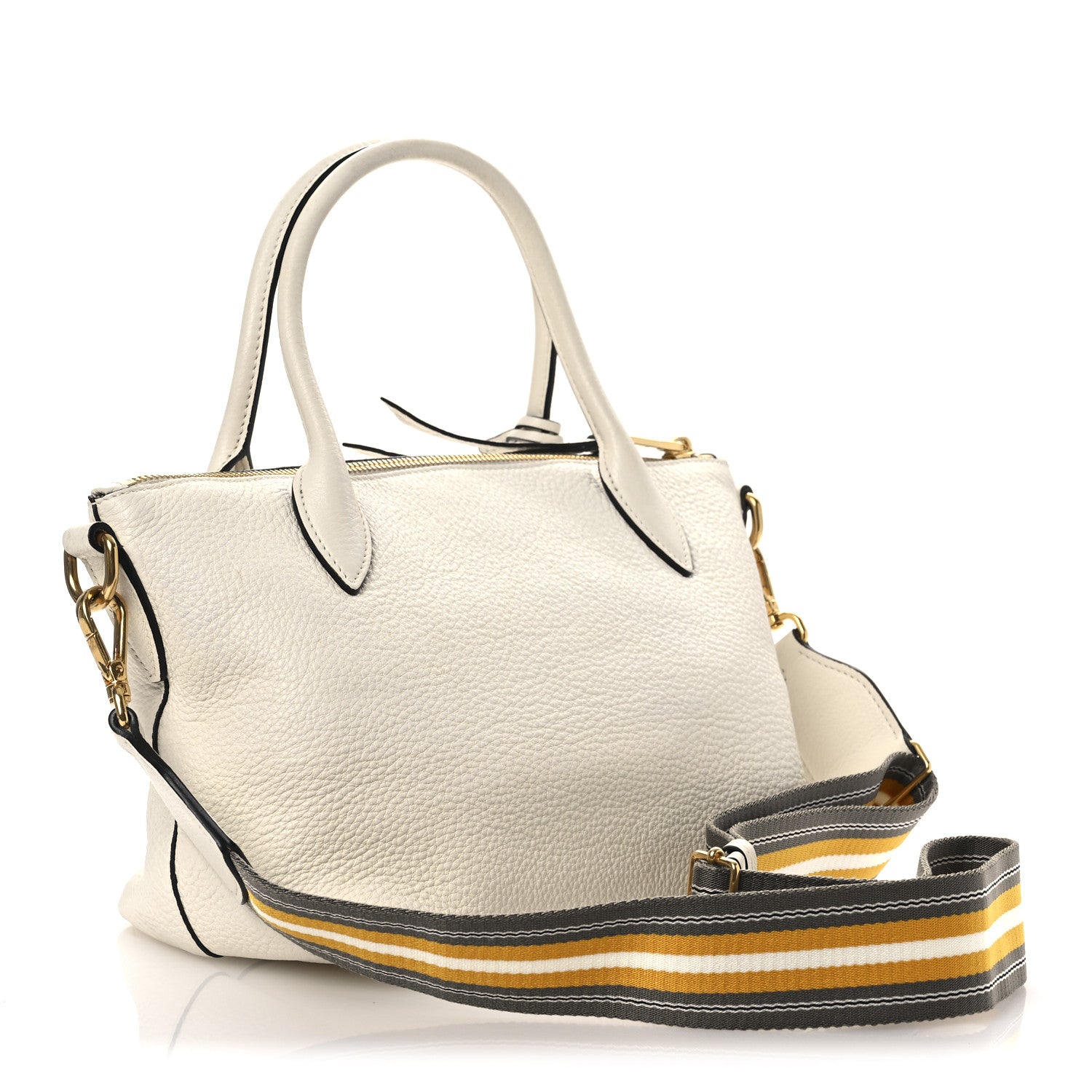 Prada Vitello Daino Zip Top Handle Tote Bianco 3 of 12