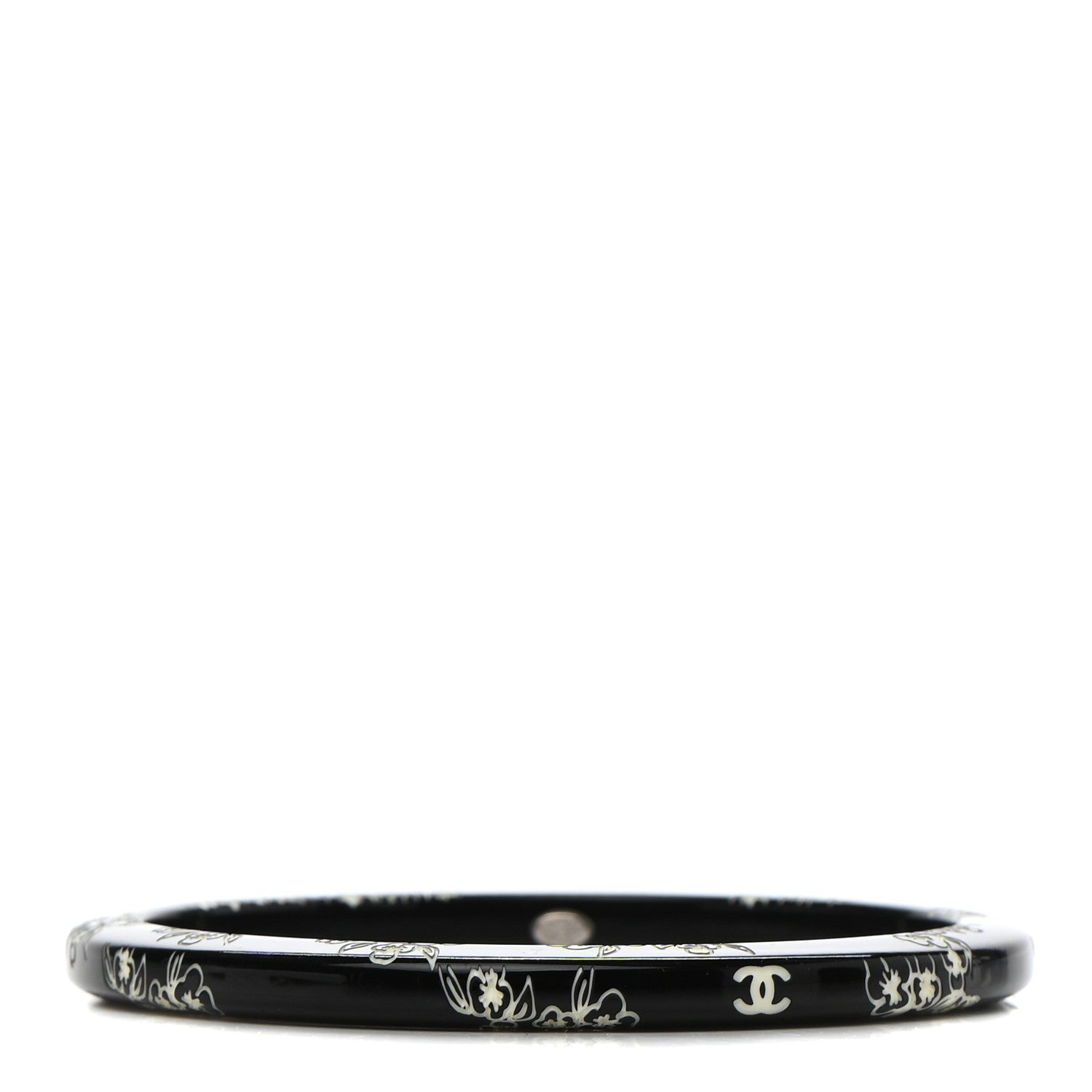 Chanel Resin Floral CC Bangle Black 1 of 4