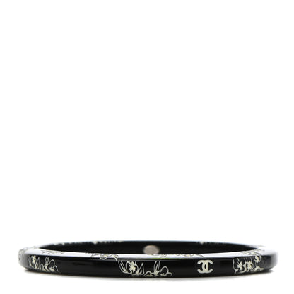 Chanel Resin Floral CC Bangle Black 1 of 4
