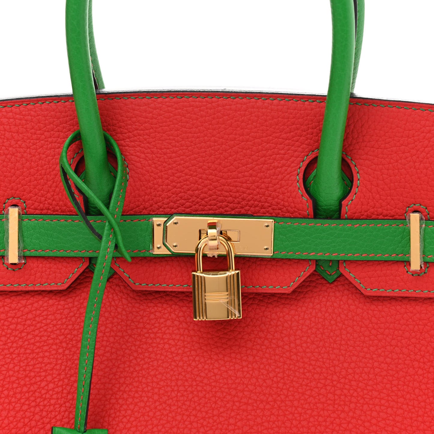 Togo Bi-Color Horseshoe Birkin 30 Bamboo Rouge Tomate