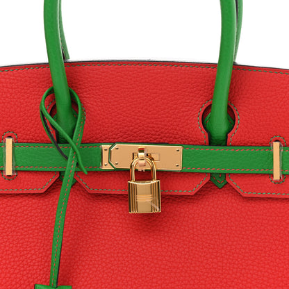 Hermes Togo Bi-Color Horseshoe Birkin 30 Bamboo Rouge Tomate 8 of 11