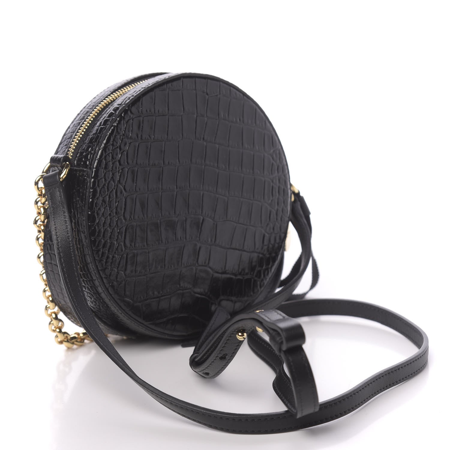 Givenchy Calfskin Crocodile Embossed Eden Round Black 3 of 9