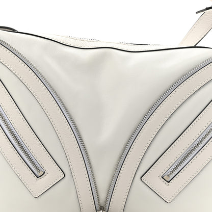 Versace Calfskin Medium Repeat Zip Hobo Optical White 7 of 9
