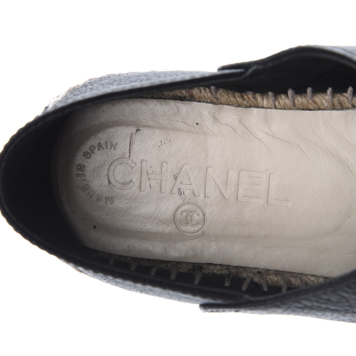 Grained Calfskin CC Espadrilles 37 Black