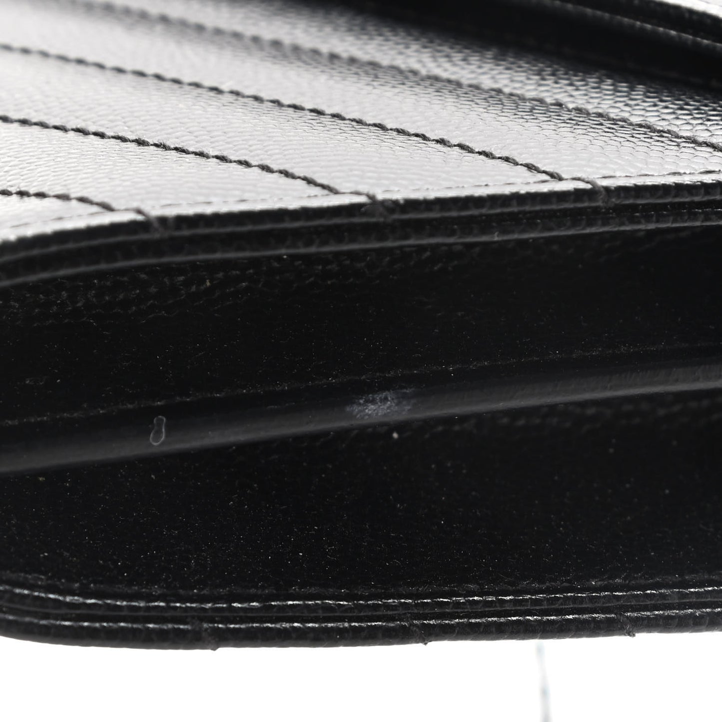 Grain De Poudre Matelasse Chevron Monogram Chain Wallet Black