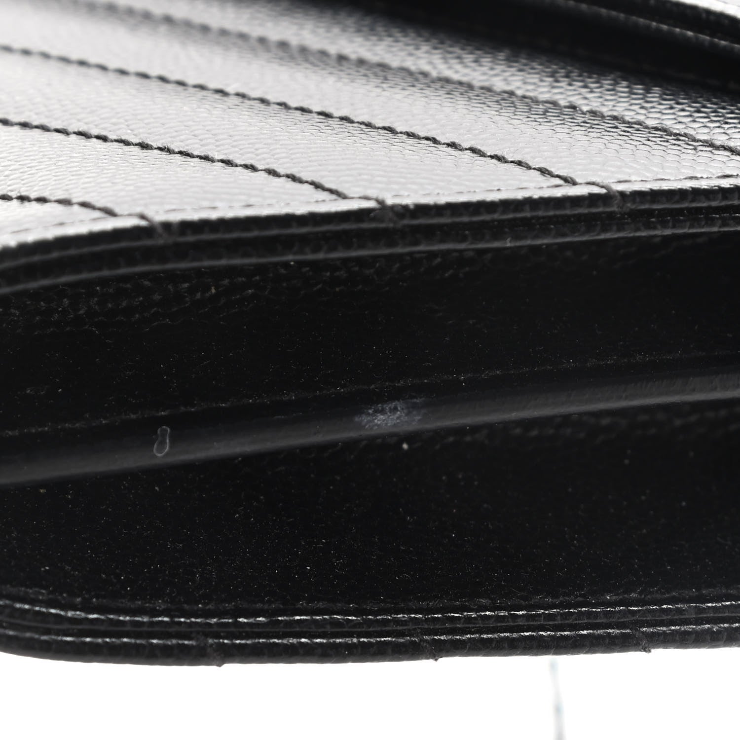 Saint Laurent Grain De Poudre Matelasse Chevron Monogram Chain Wallet Black 13 of 16