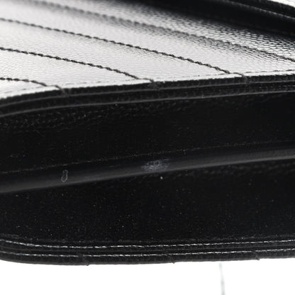 Saint Laurent Grain De Poudre Matelasse Chevron Monogram Chain Wallet Black 13 of 16