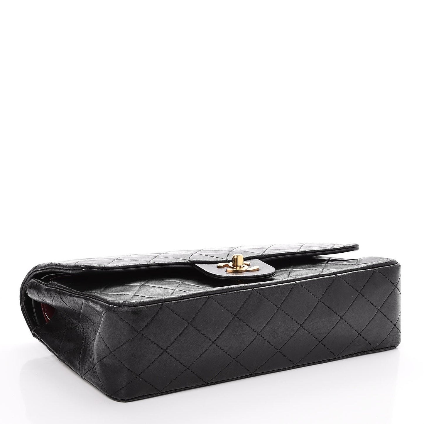 Lambskin Quilted Medium Double Flap Black