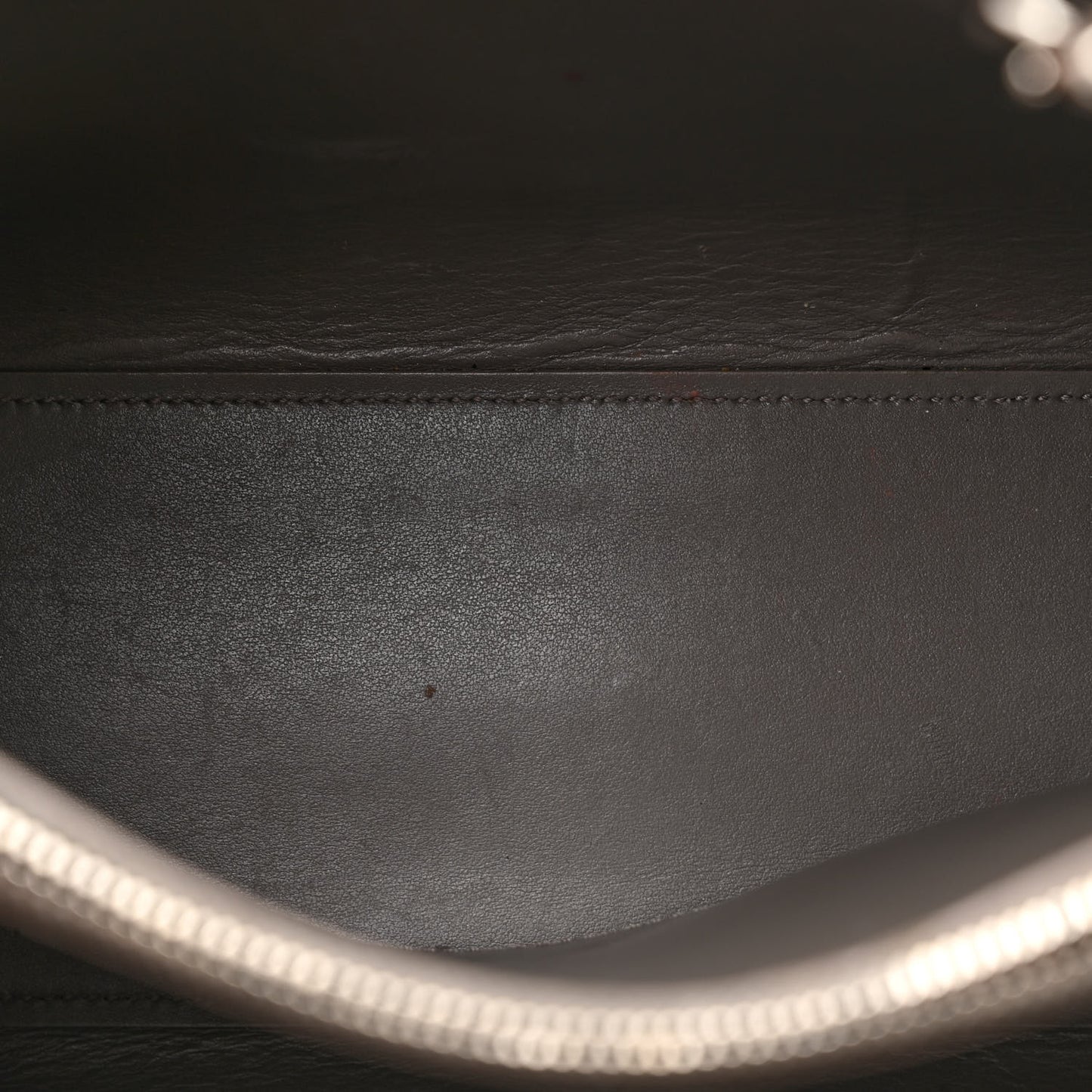 Grained Calfskin Topstich Baby Sac De Jour Grey