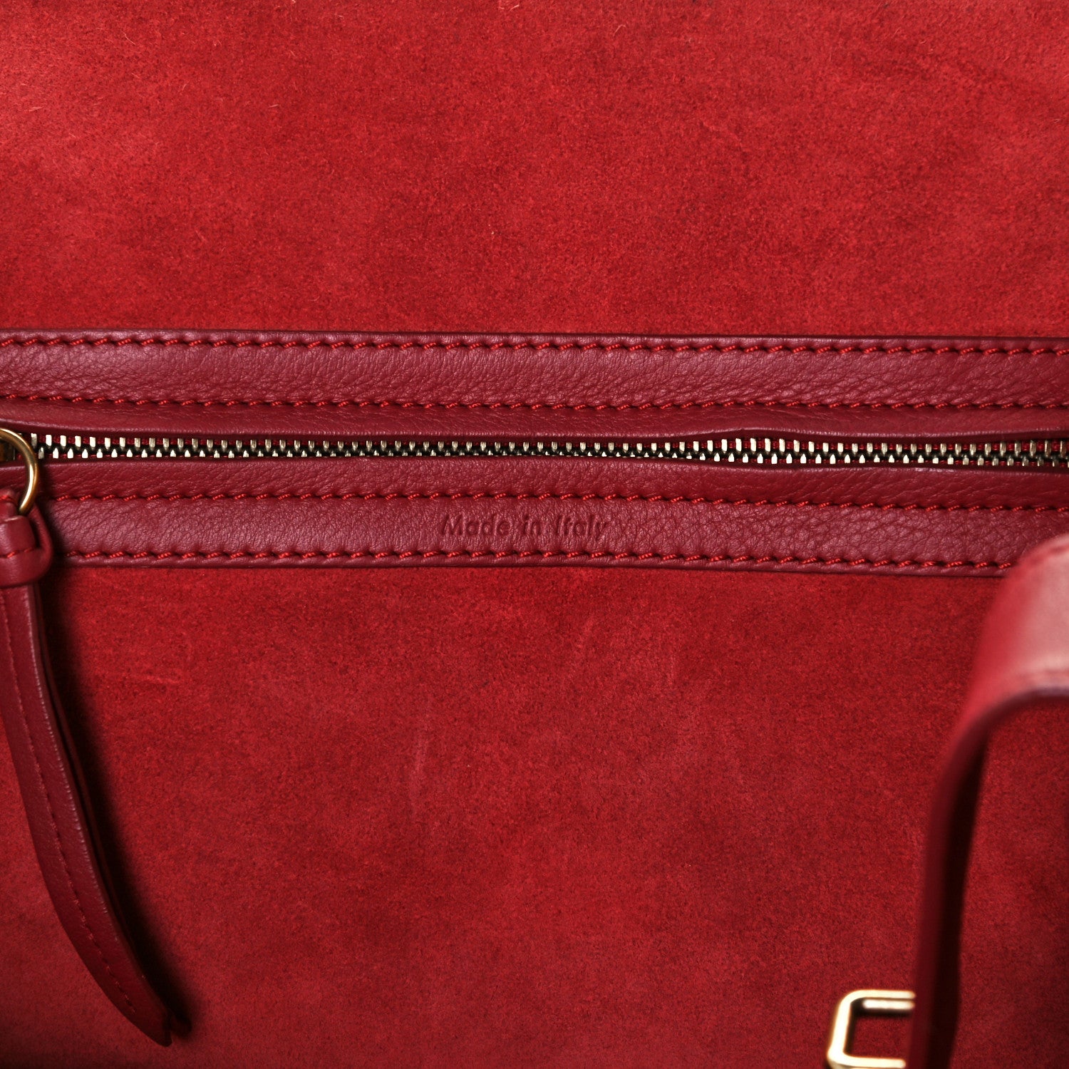 Celine Baby Grained Calfskin Medium Phantom Luggage Red 6 of 11