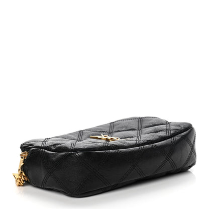 Saint Laurent Grained Lambskin Quilted Mini Becky Double Zip Bag Black 4 of 14