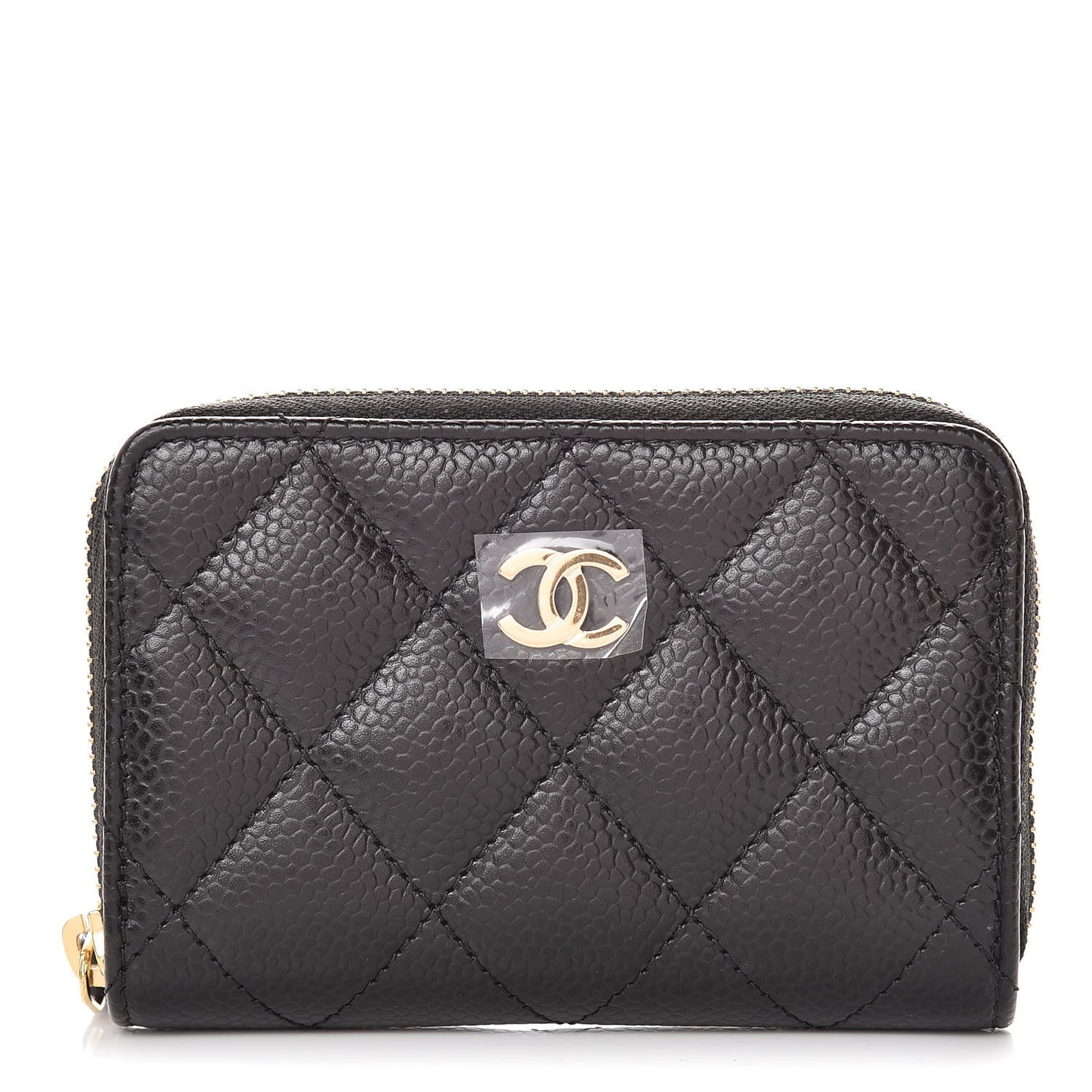 Caviar Quilted Zip Coin Purse Black