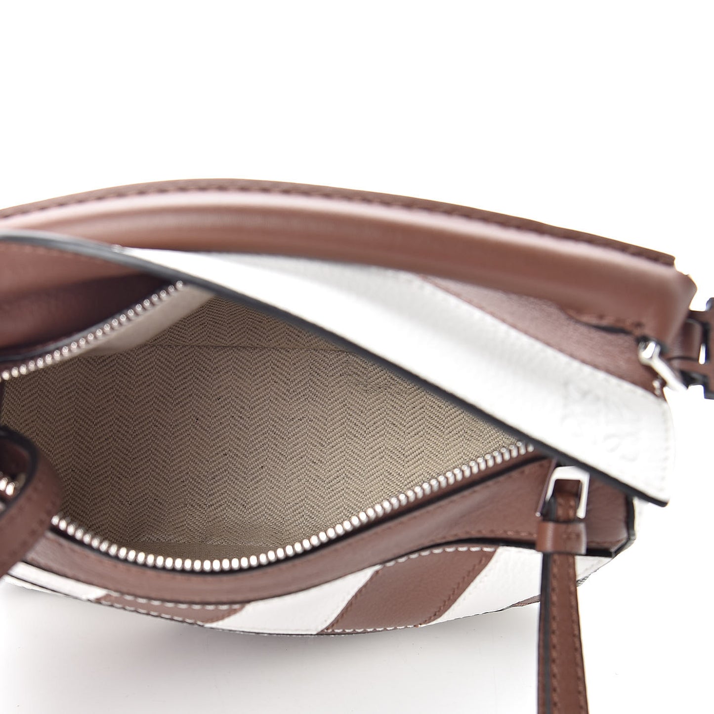 Calfskin Rugby Mini Puzzle Bag Brunette Soft White