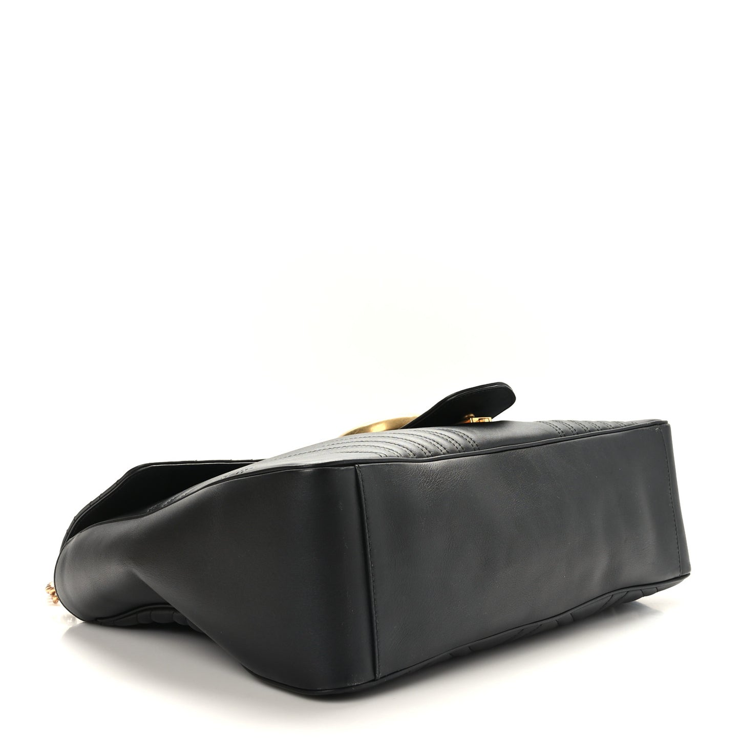 Calfskin Matelasse Maxi GG Marmont Top Handle Shoulder Bag Black