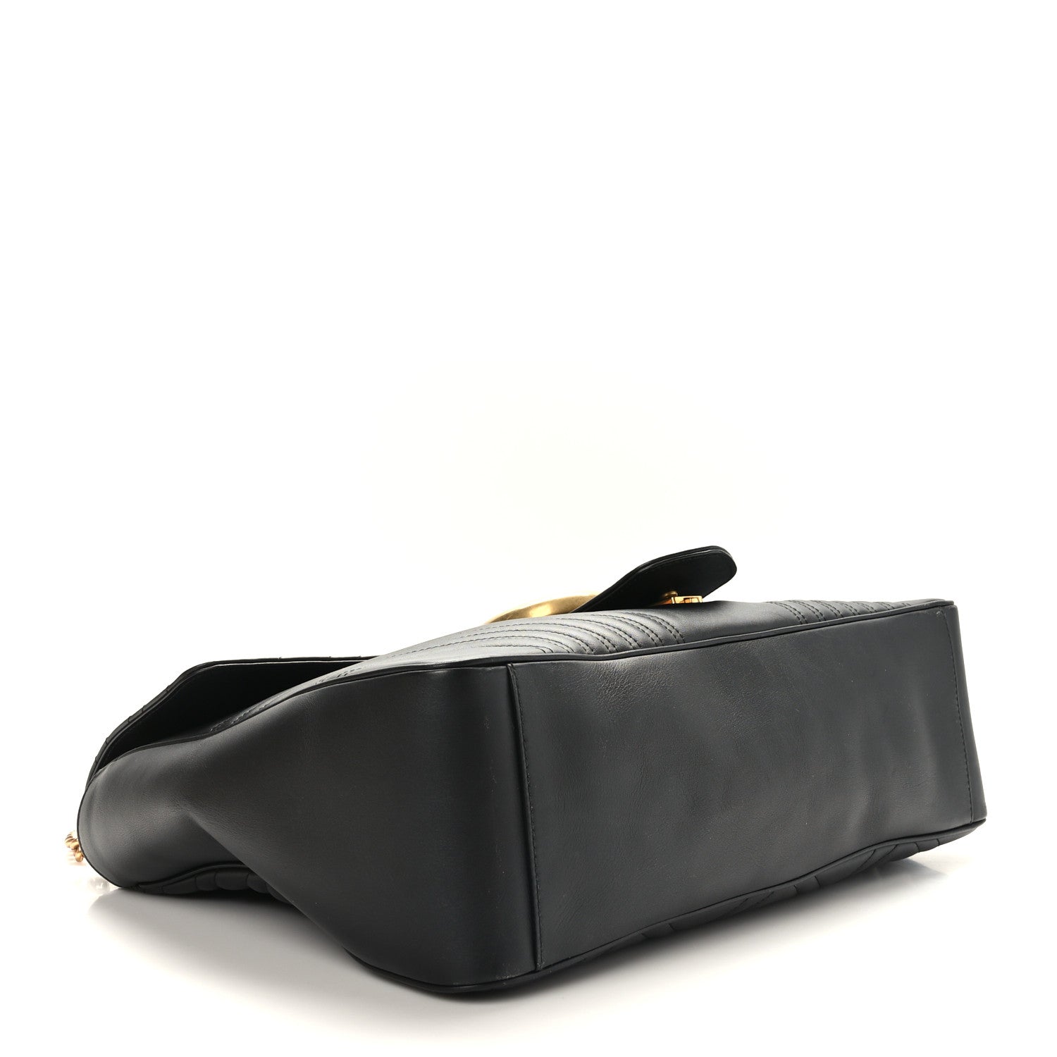 Gucci Calfskin Matelasse Maxi GG Marmont Top Handle Shoulder Bag Black 4 of 10