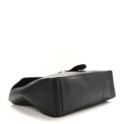 Gucci Calfskin Matelasse Maxi GG Marmont Top Handle Shoulder Bag Black 4 of 10