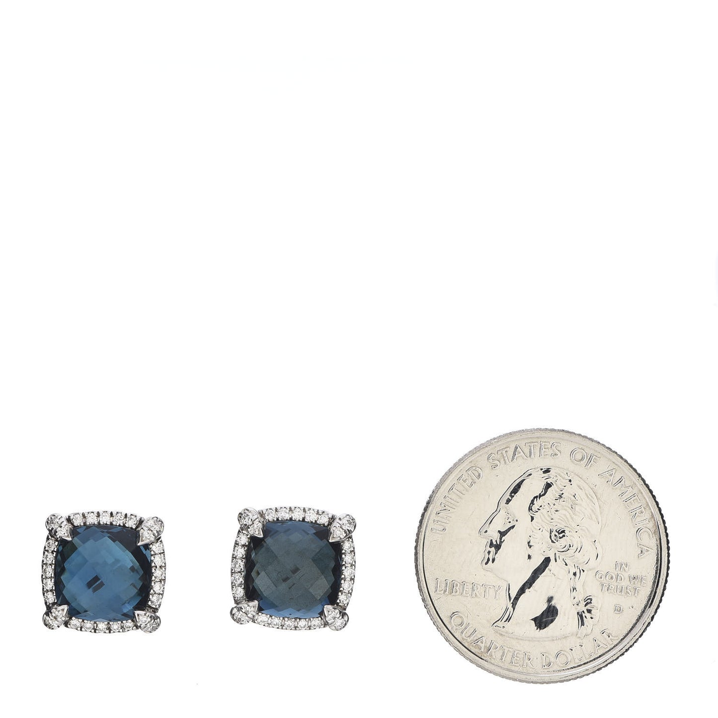 Sterling Silver Hampton Blue Topaz Diamond 9mm Chatelaine Bezel Stud Earrings