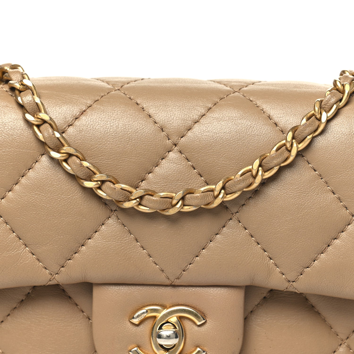 Chanel Lambskin Quilted Mini Heart Charms Flap Beige 8 of 13