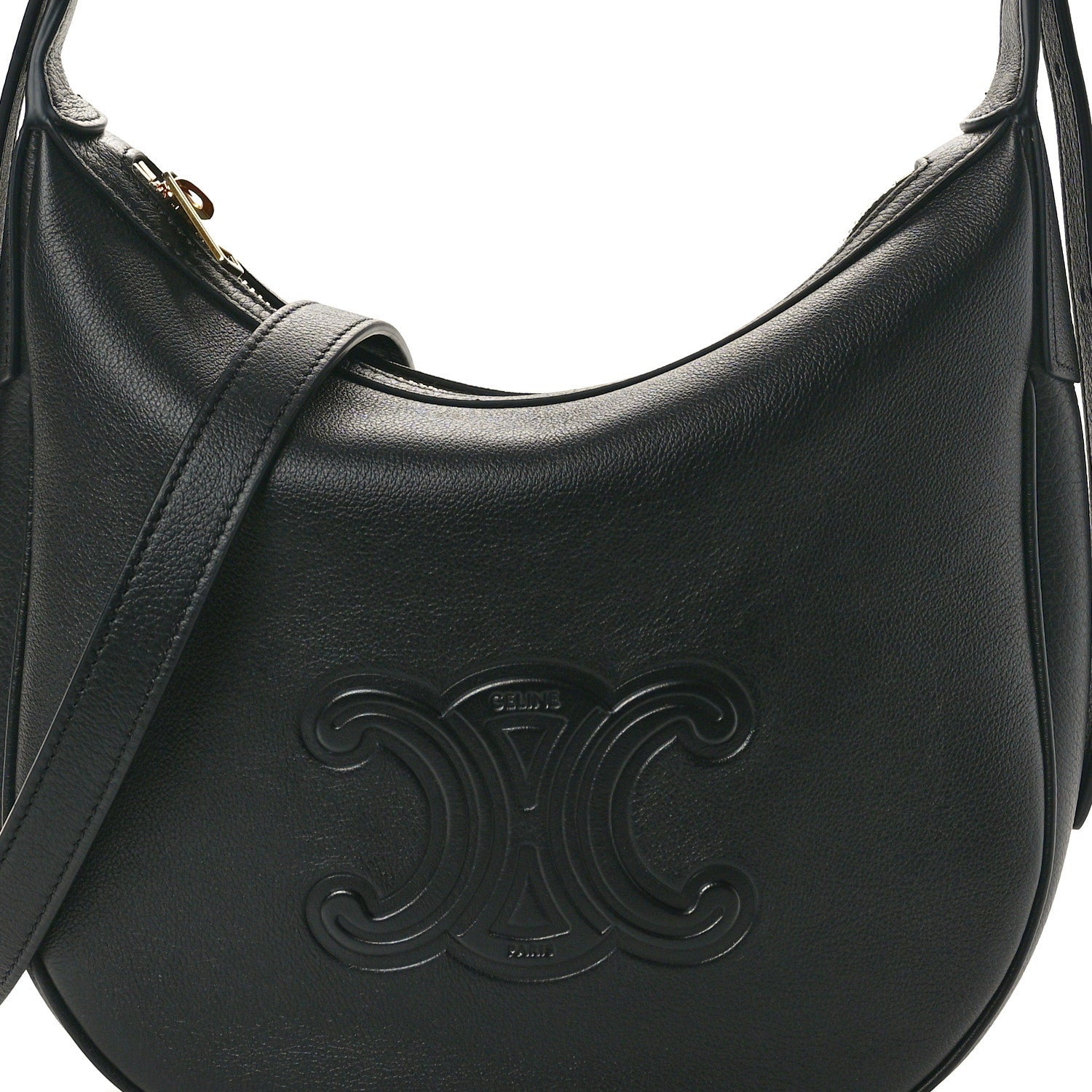 Celine Supple Calfskin Cuir Triomphe Small Heloise Shoulder Bag Black 7 of 9