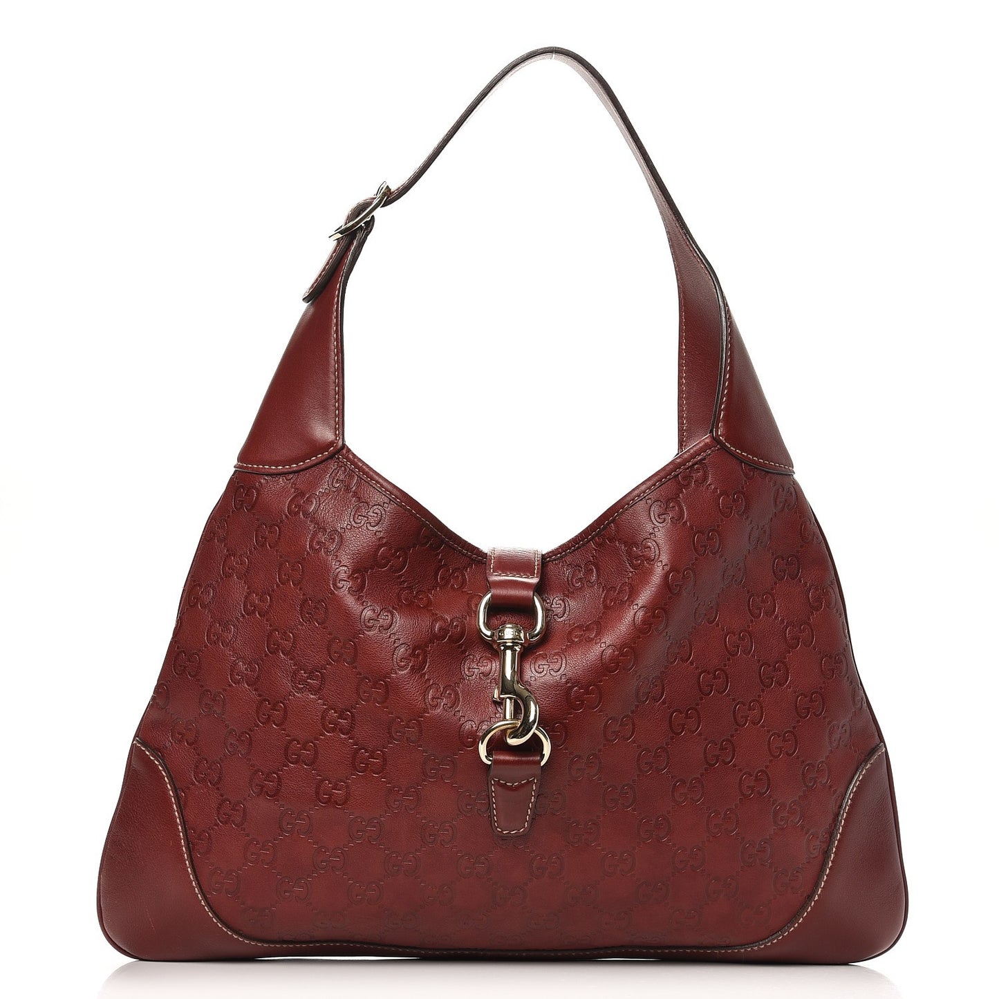 Guccissima Medium Jackie O Bouvier Hobo Dark Red
