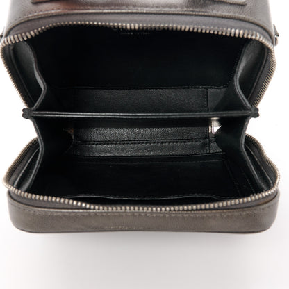 Chanel Metallic Caviar Quilted Small CC Filigree Vanity Case Dark Silver 5 of 10