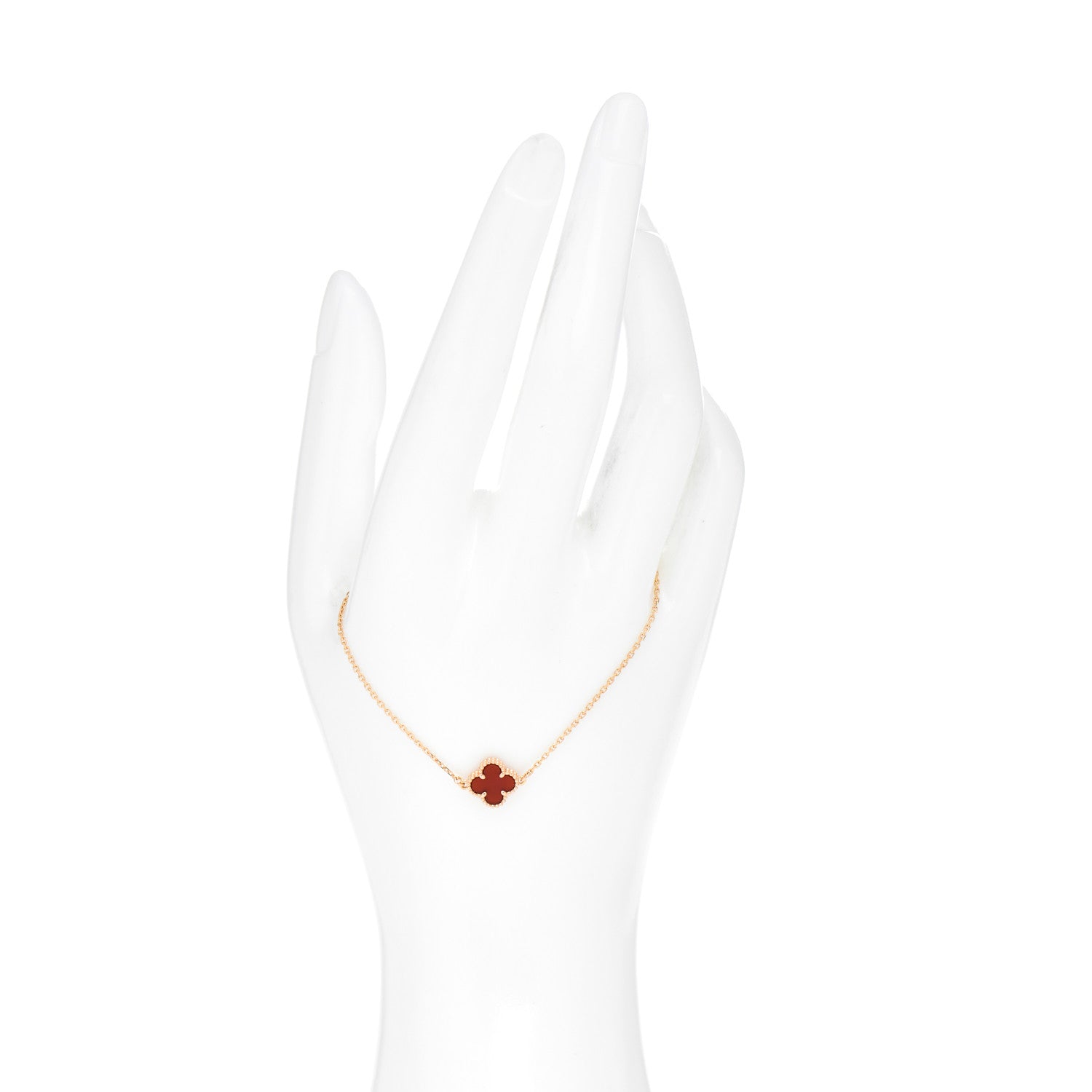 Van Cleef & Arpels 18K Rose Gold Carnelian Sweet Alhambra Bracelet 2 of 5