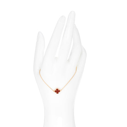 Van Cleef & Arpels 18K Rose Gold Carnelian Sweet Alhambra Bracelet 2 of 5