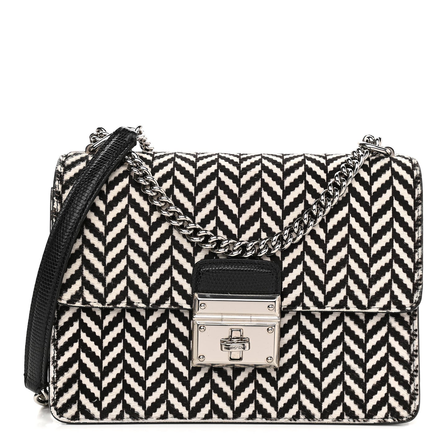 Chevron Rosalia Shoulder Bag Black White